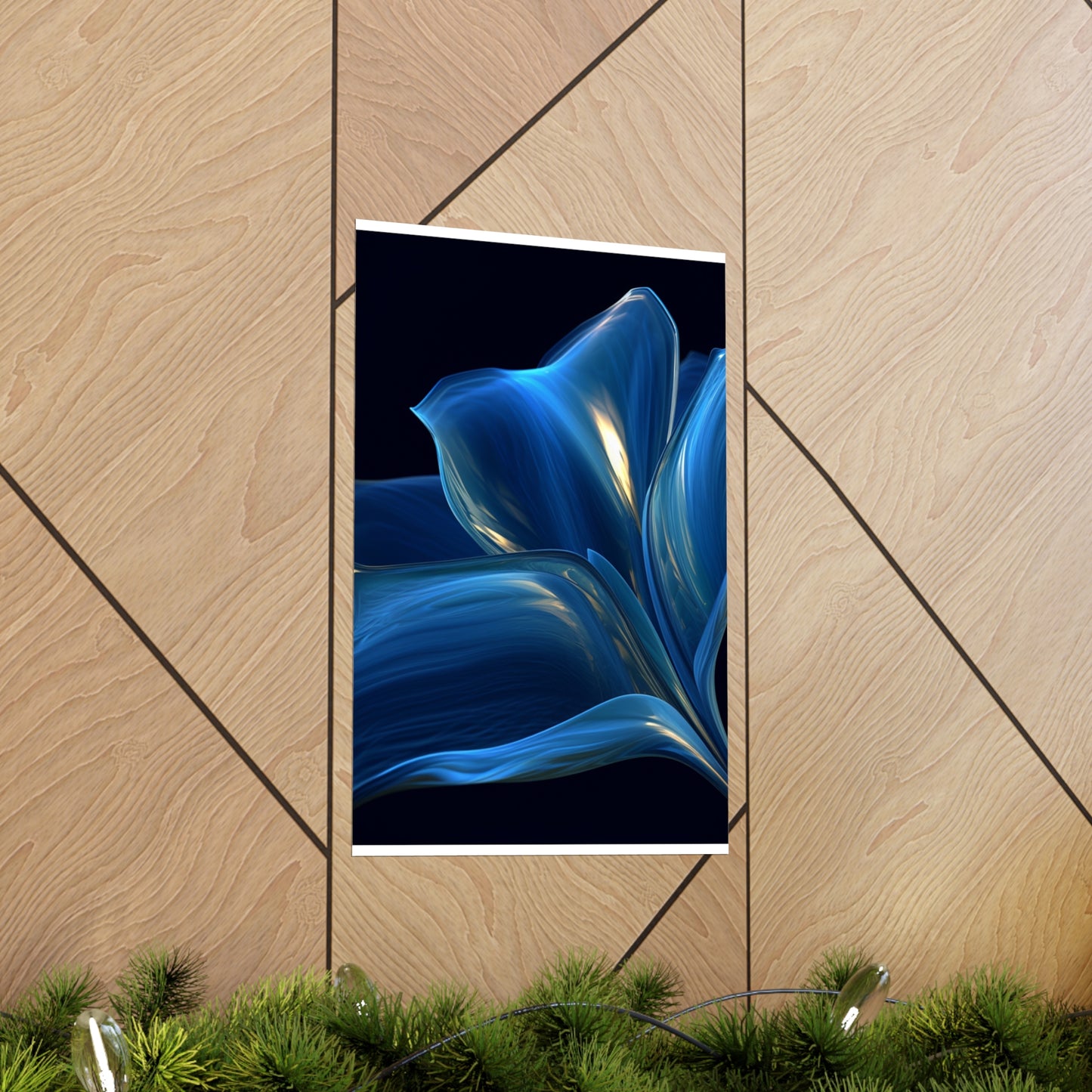 Premium Matte Vertical Posters Abstract Blue Tulip 1