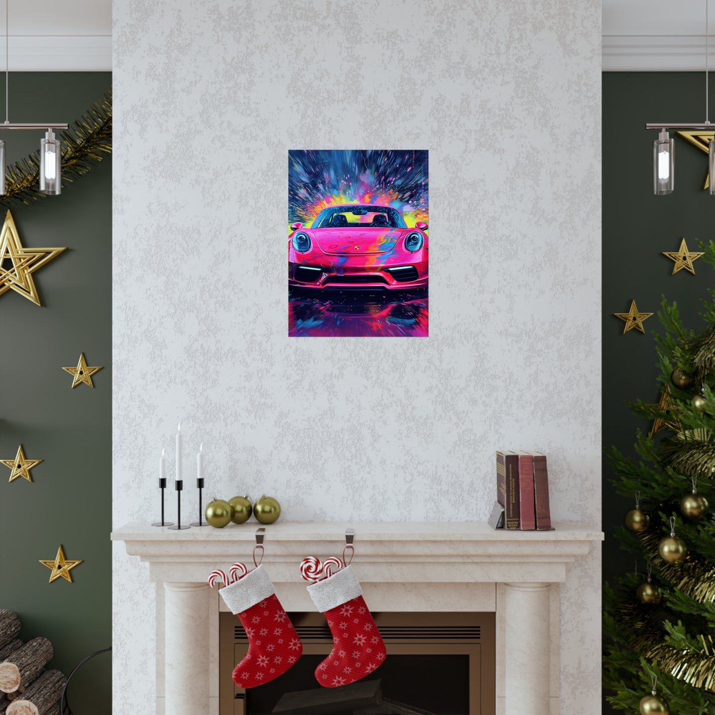 Premium Matte Vertical Posters Pink Porsche water fusion 3