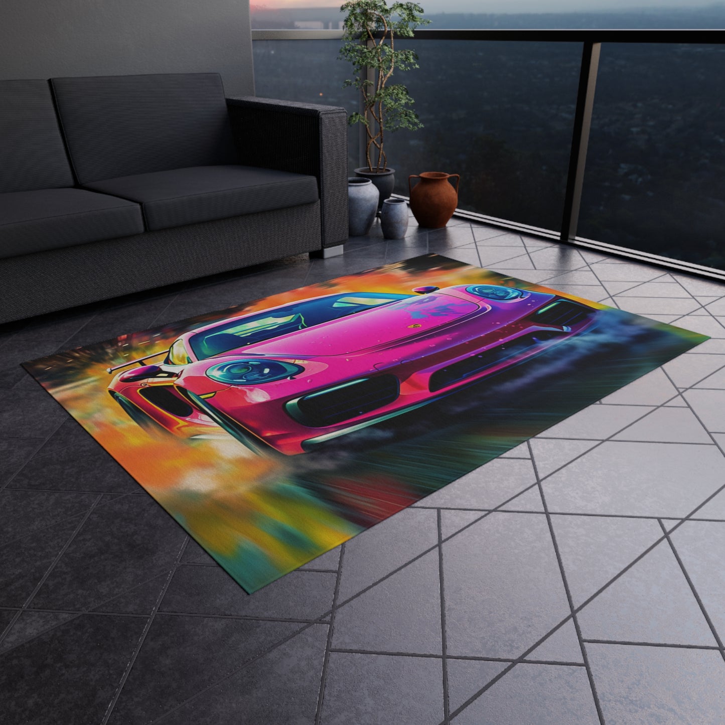 Outdoor Rug  Pink Porsche water fusion 4