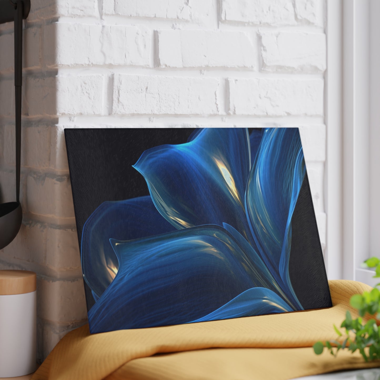 Glass Cutting Board Abstract Blue Tulip 1