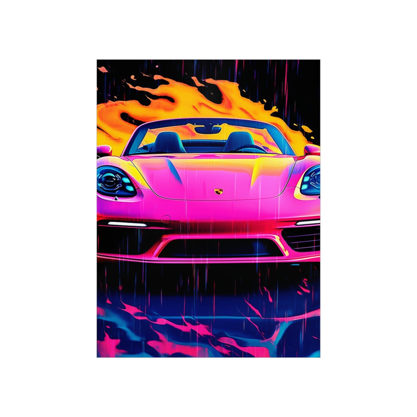 Premium Matte Vertical Posters Pink Porsche water fusion 1