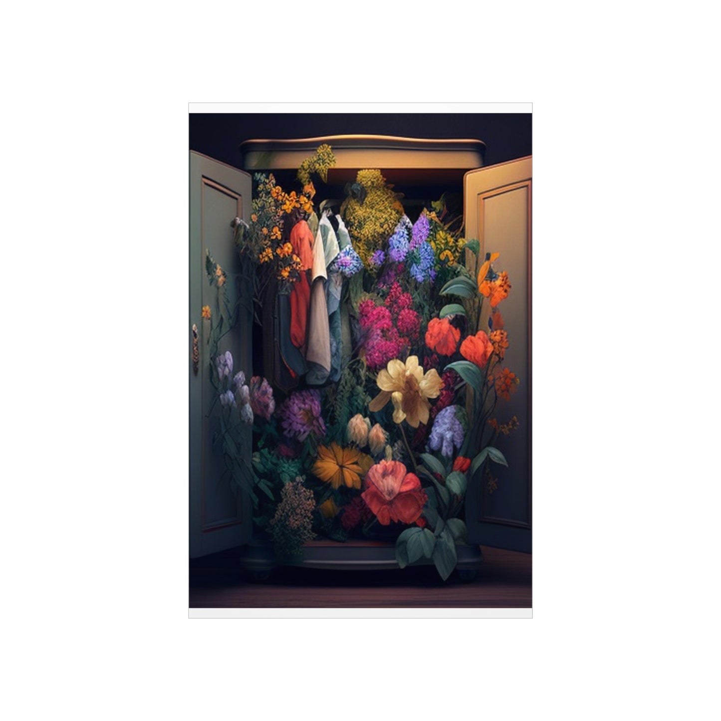 Premium Matte Vertical Posters A Wardrobe Surrounded by Flowers 4