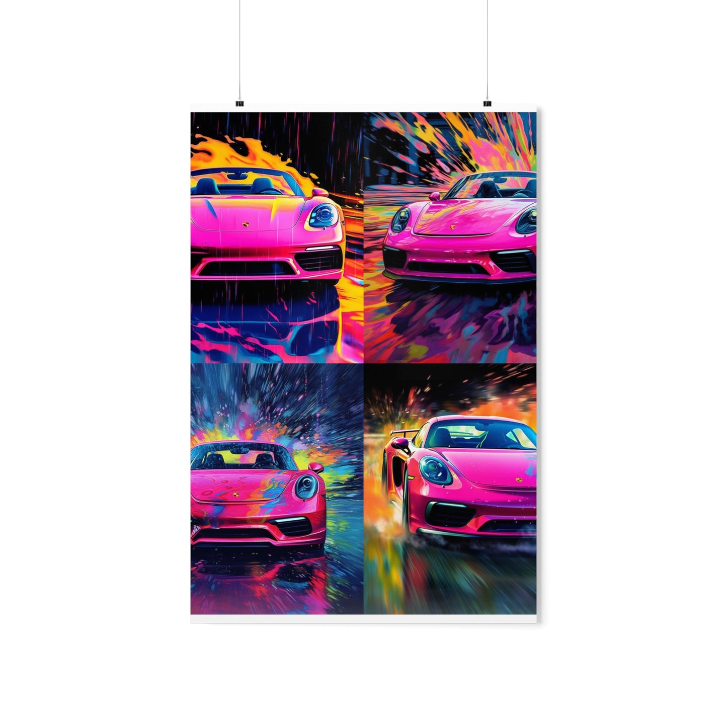 Premium Matte Vertical Posters Pink Porsche water fusion 5