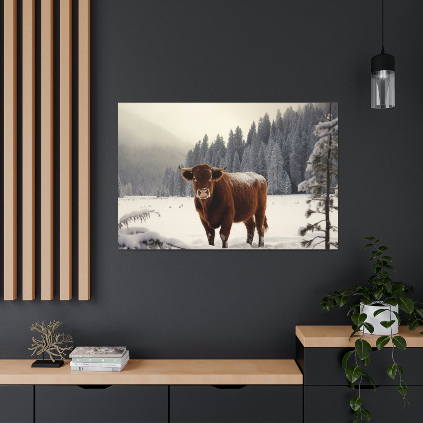 Canvas Gallery Wraps Cow Snow 3