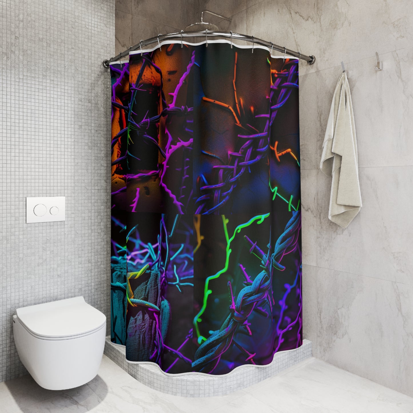 Polyester Shower Curtain Macro Neon Barbs 5
