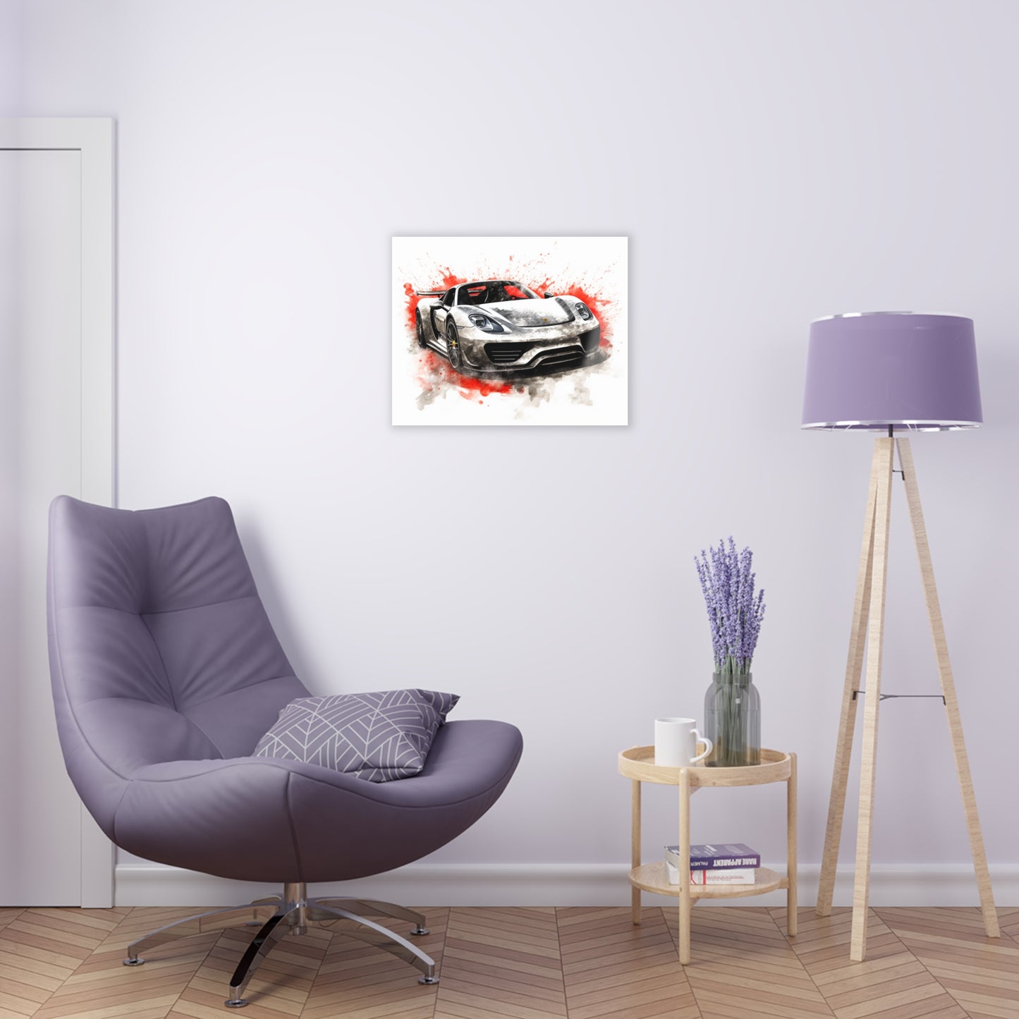 Acrylic Prints 918 Spyder white background driving fast with water splashing 4