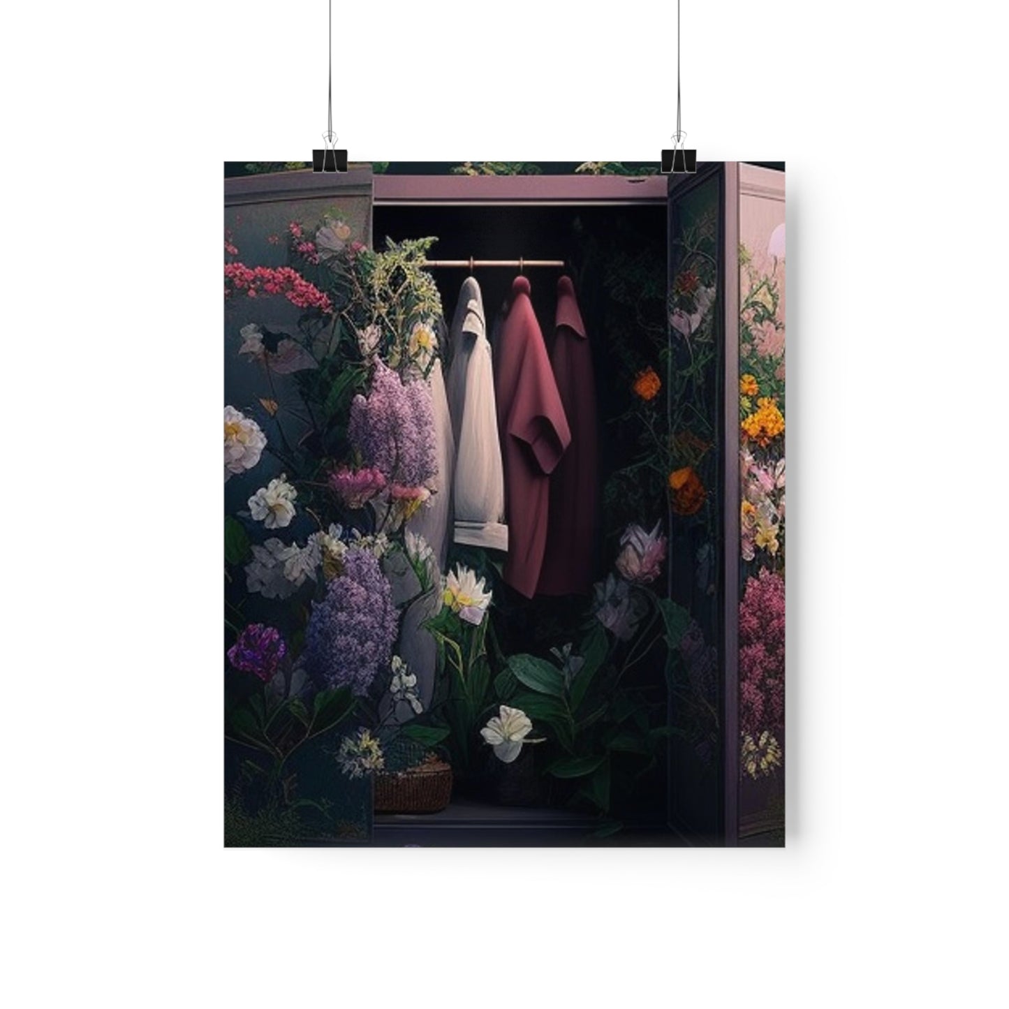 Premium Matte Vertical Posters A Wardrobe Surrounded by Flowers 2