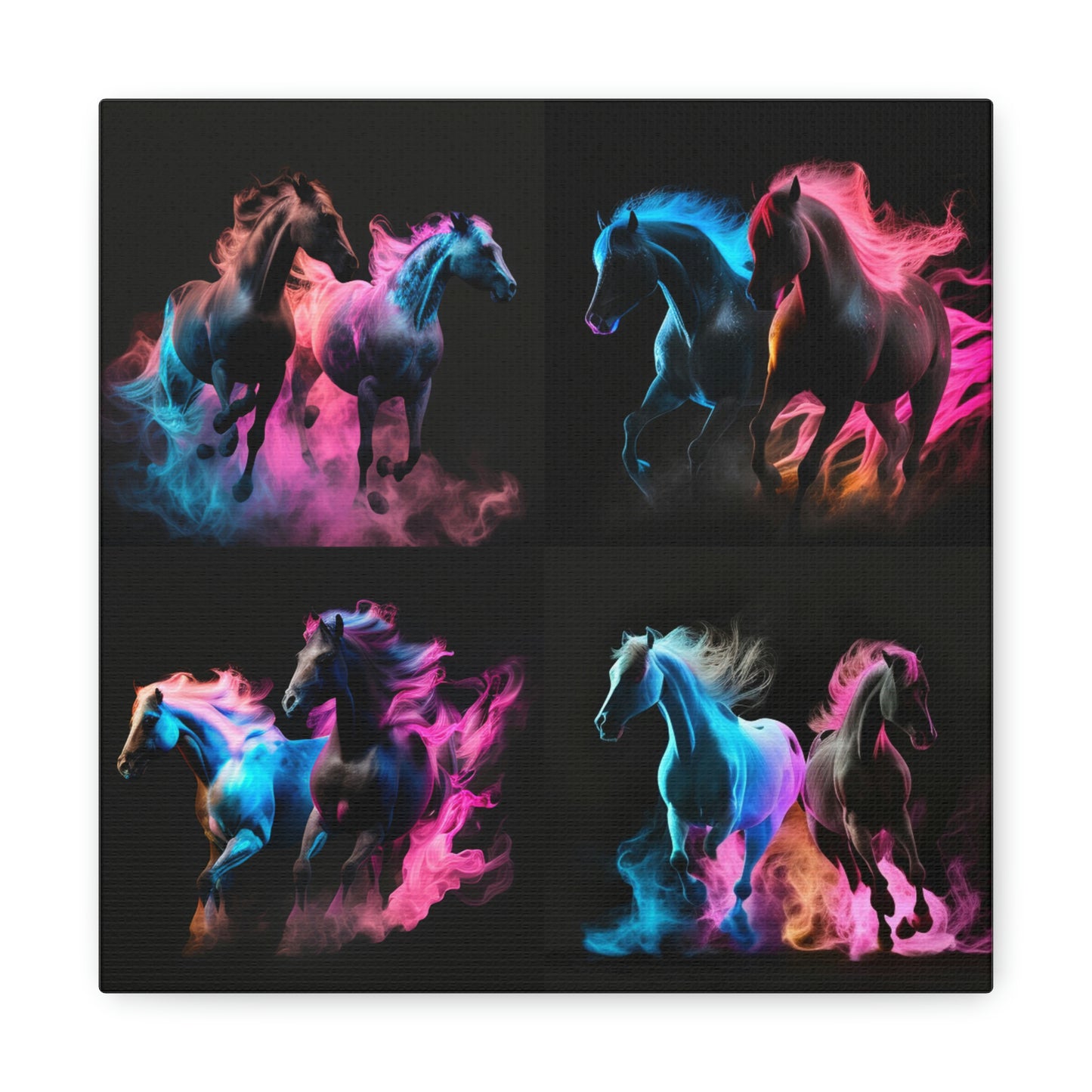 Canvas Gallery Wraps Horses Pink Blue Fire 4