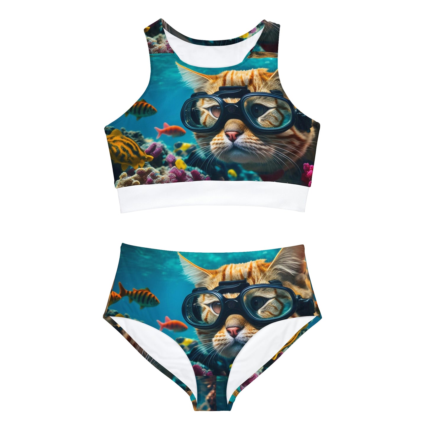 Sporty Bikini Set (AOP) Scuba Cat 3