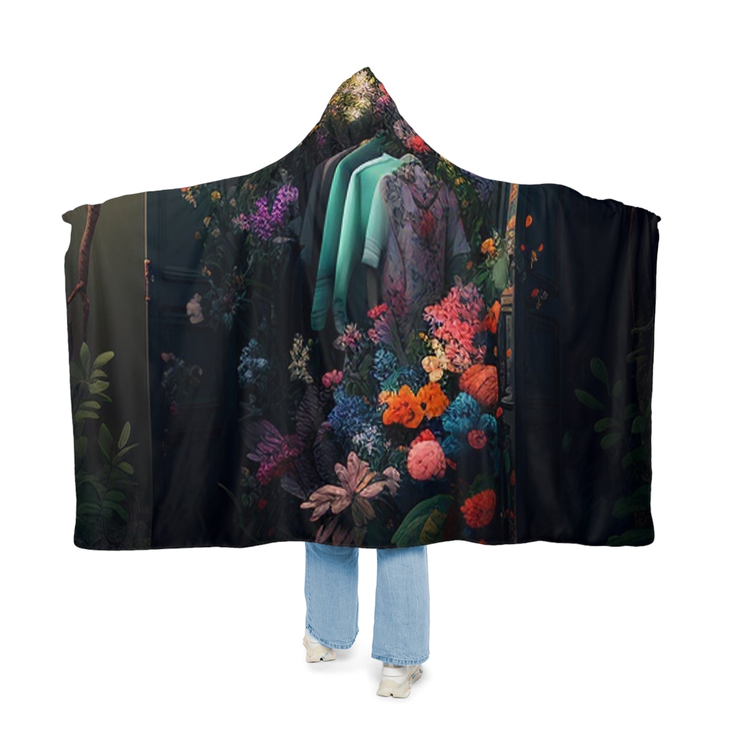 Snuggle Hooded Blanket A Wardrobe Surrounded by Flowers 1