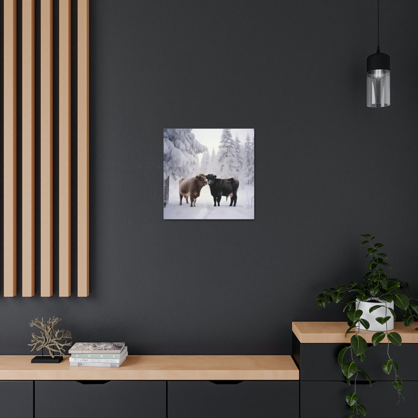 Canvas Gallery Wraps Long Haired Cow snow 3