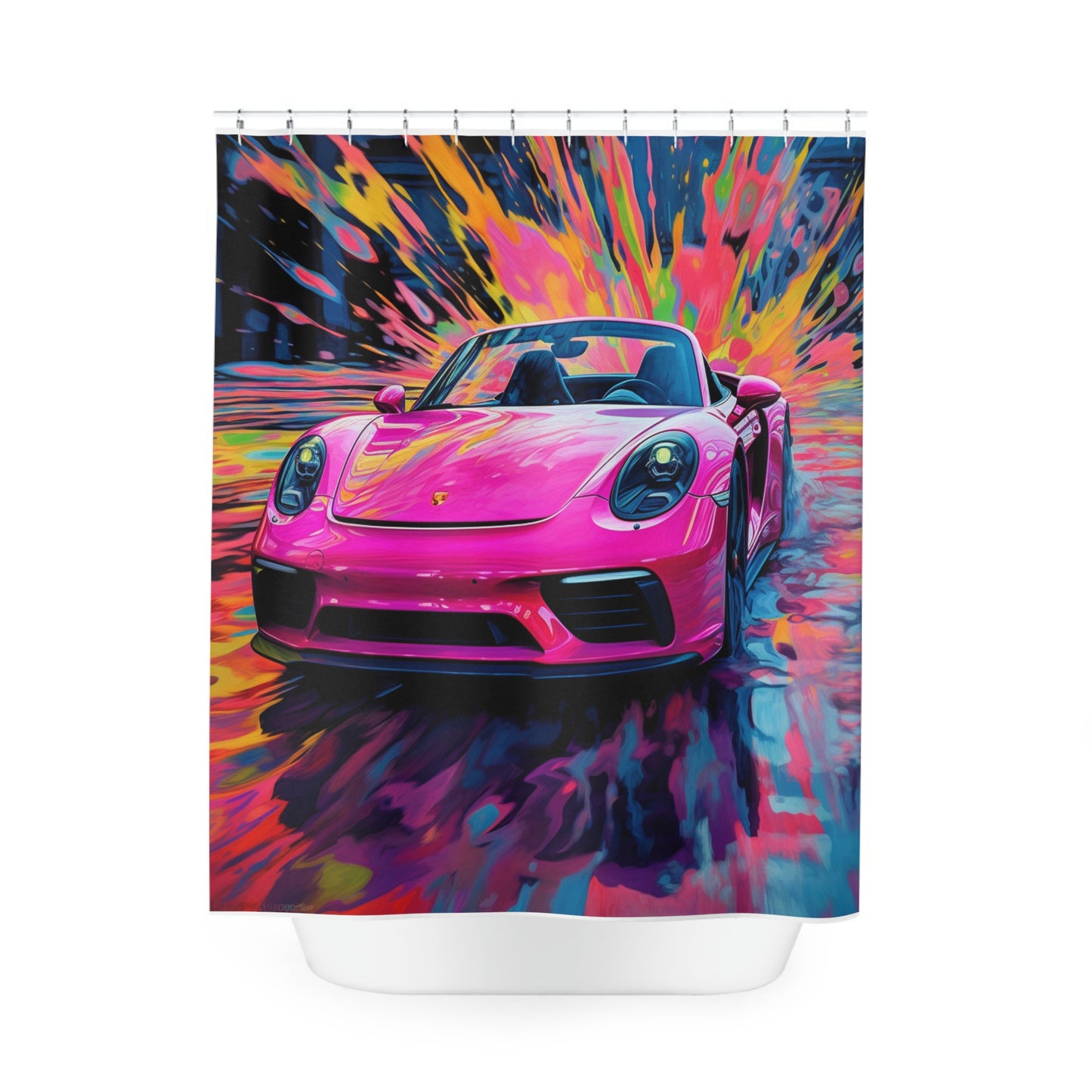 Polyester Shower Curtain Pink Porsche water fusion 2