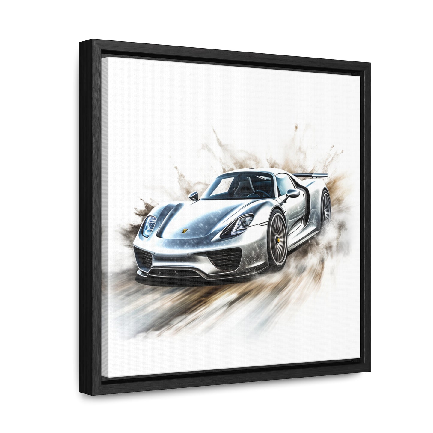 Gallery Canvas Wraps, Square Frame 918 Spyder white background driving fast with water splashing 2