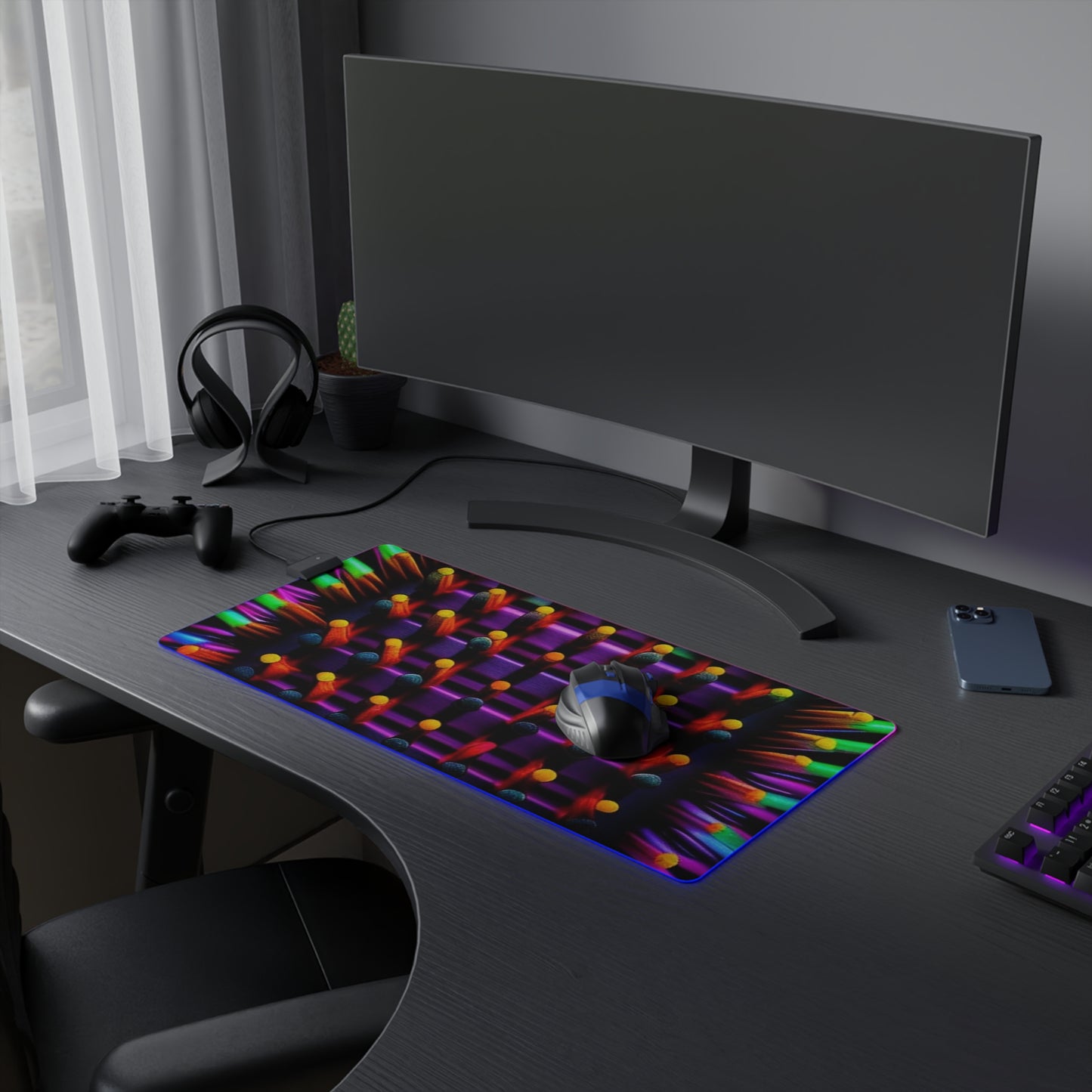 LED Gaming Mouse Pad Macro Cactus neon square 2