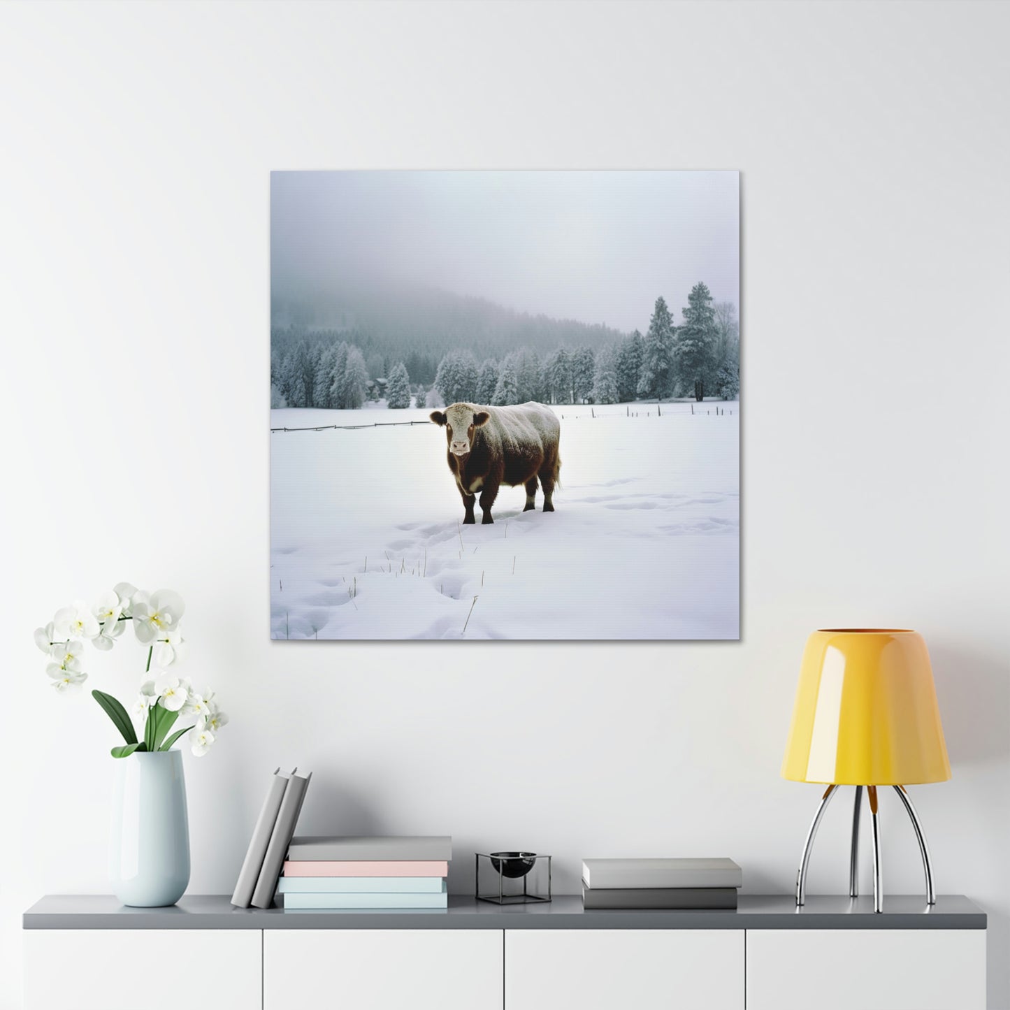 Canvas Gallery Wraps  Cow Snow 1