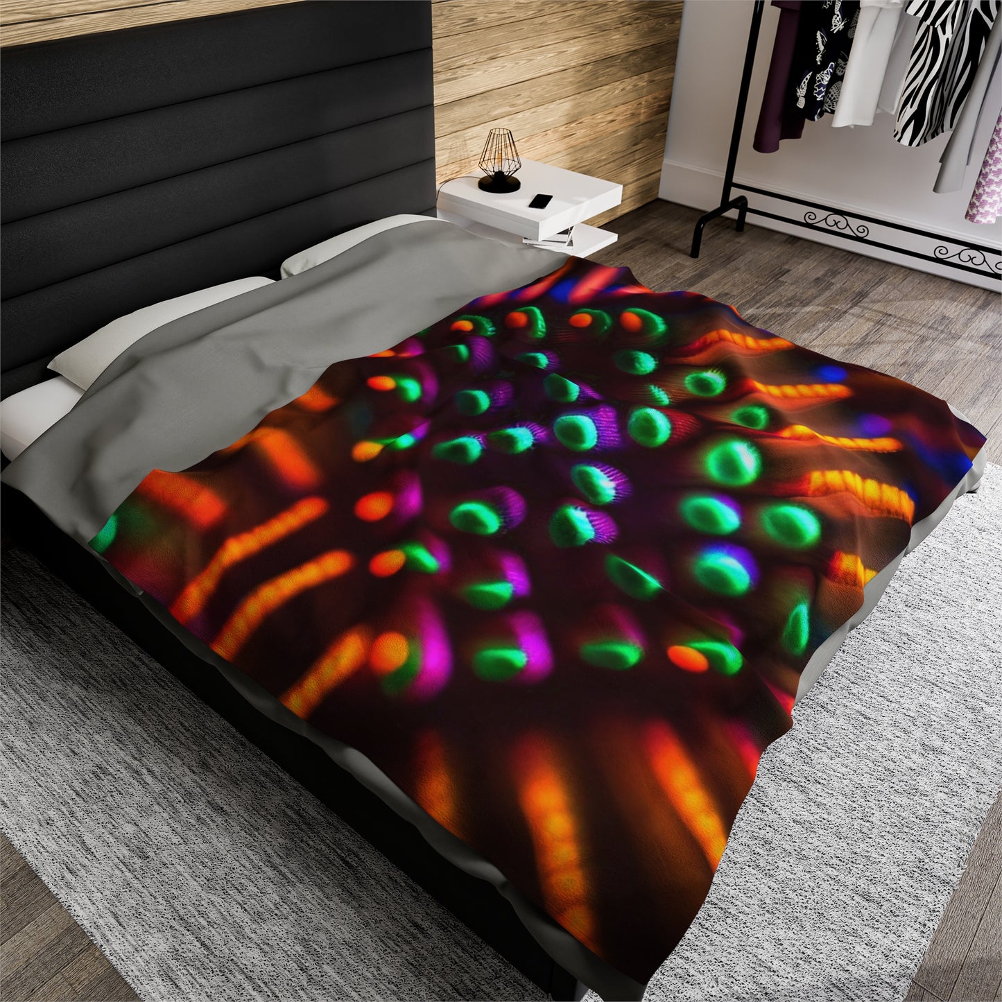 Velveteen Plush Blanket Macro Cactus neon square 3