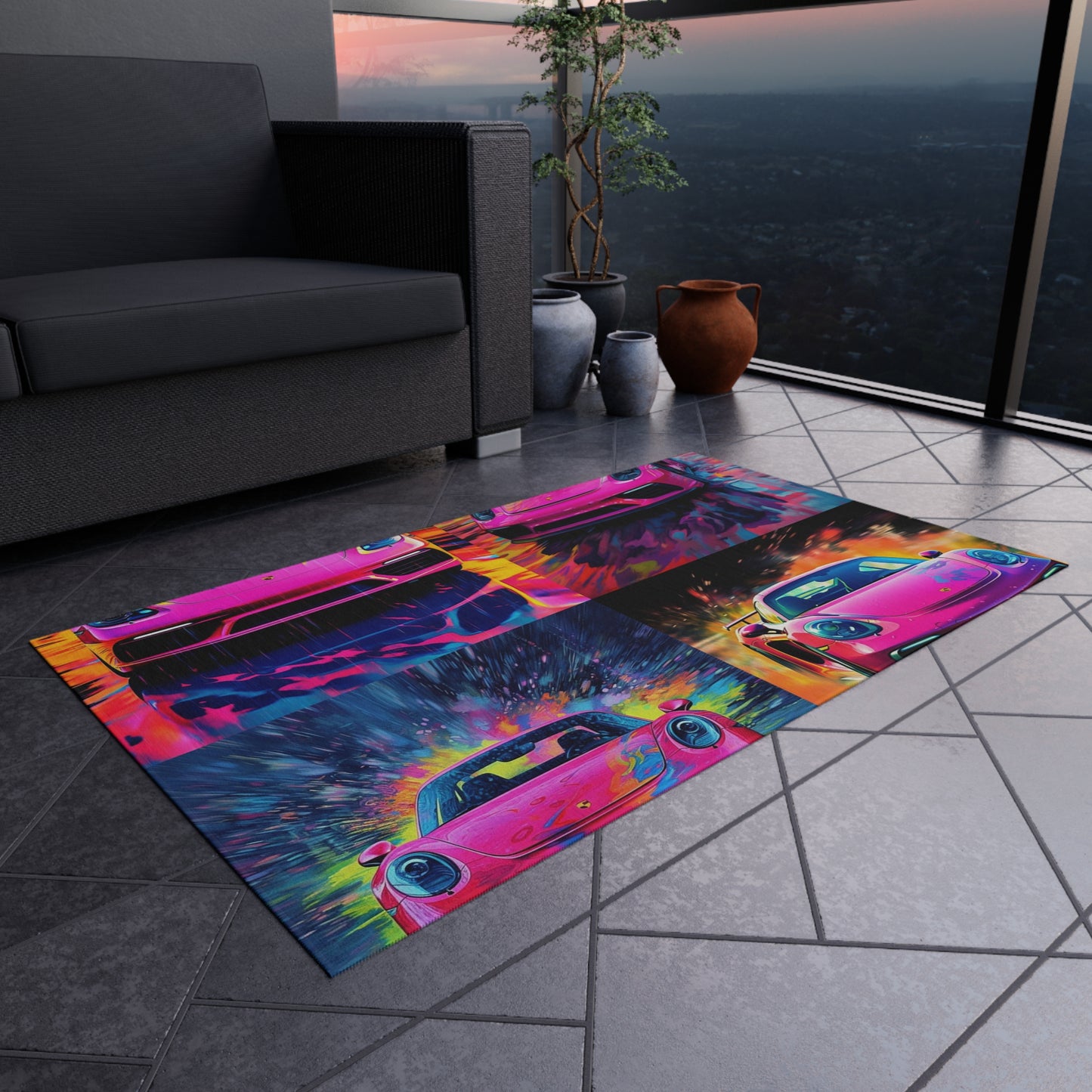 Outdoor Rug  Pink Porsche water fusion 5