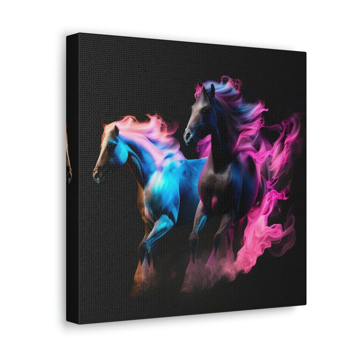 Canvas Gallery Wraps Horses Pink Blue Fire 3