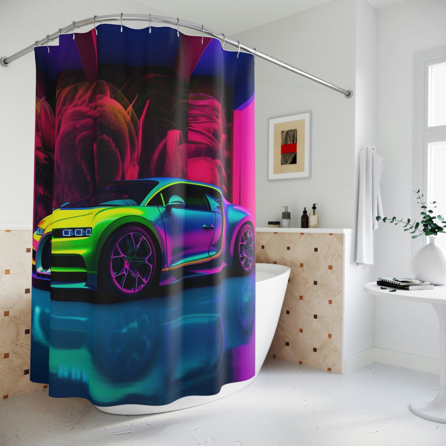 Polyester Shower Curtain florescent Bugatti flair 1
