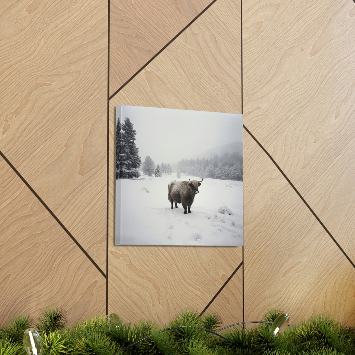 Canvas Gallery Wraps Cow Snow 4