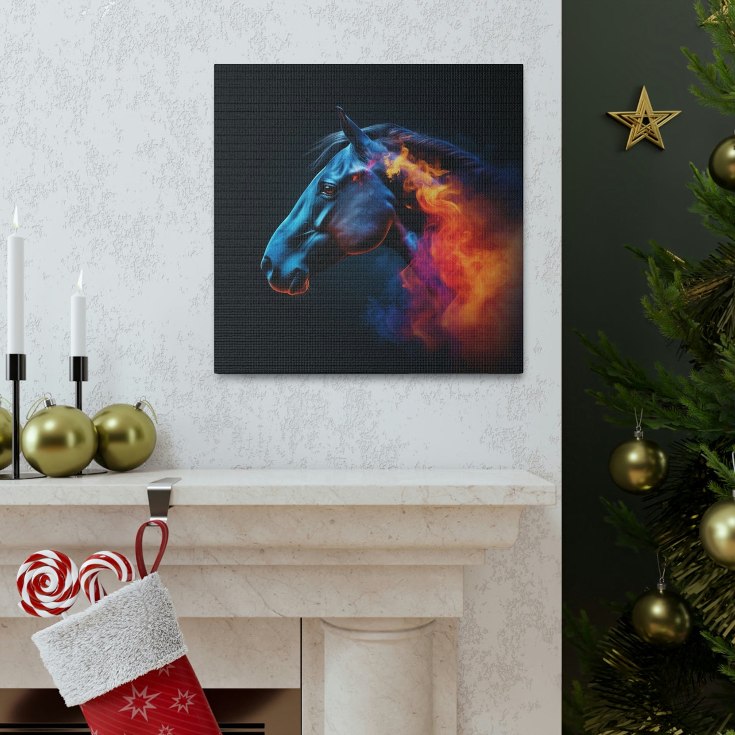 Canvas Gallery Wraps Neon Horses 4