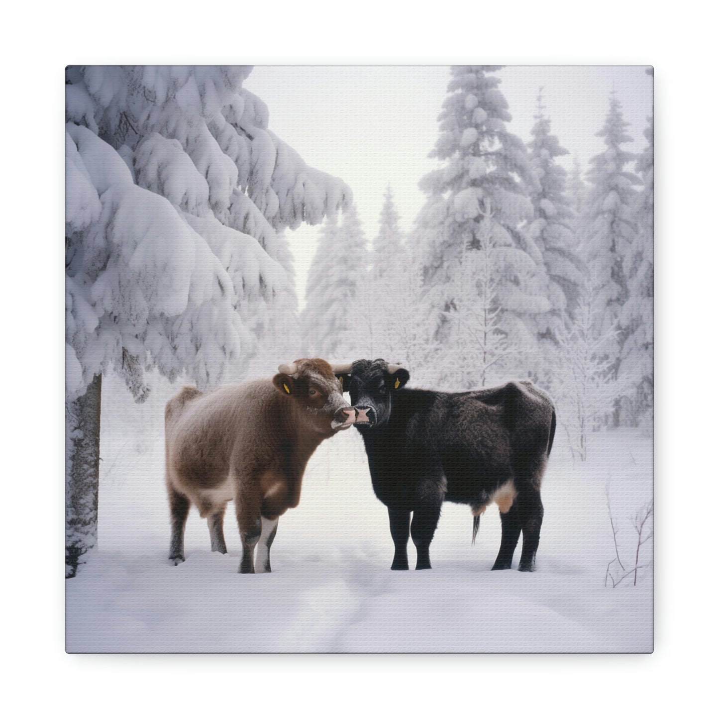 Canvas Gallery Wraps Long Haired Cow snow 3