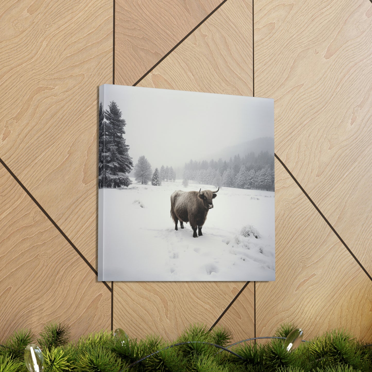 Canvas Gallery Wraps Cow Snow 4