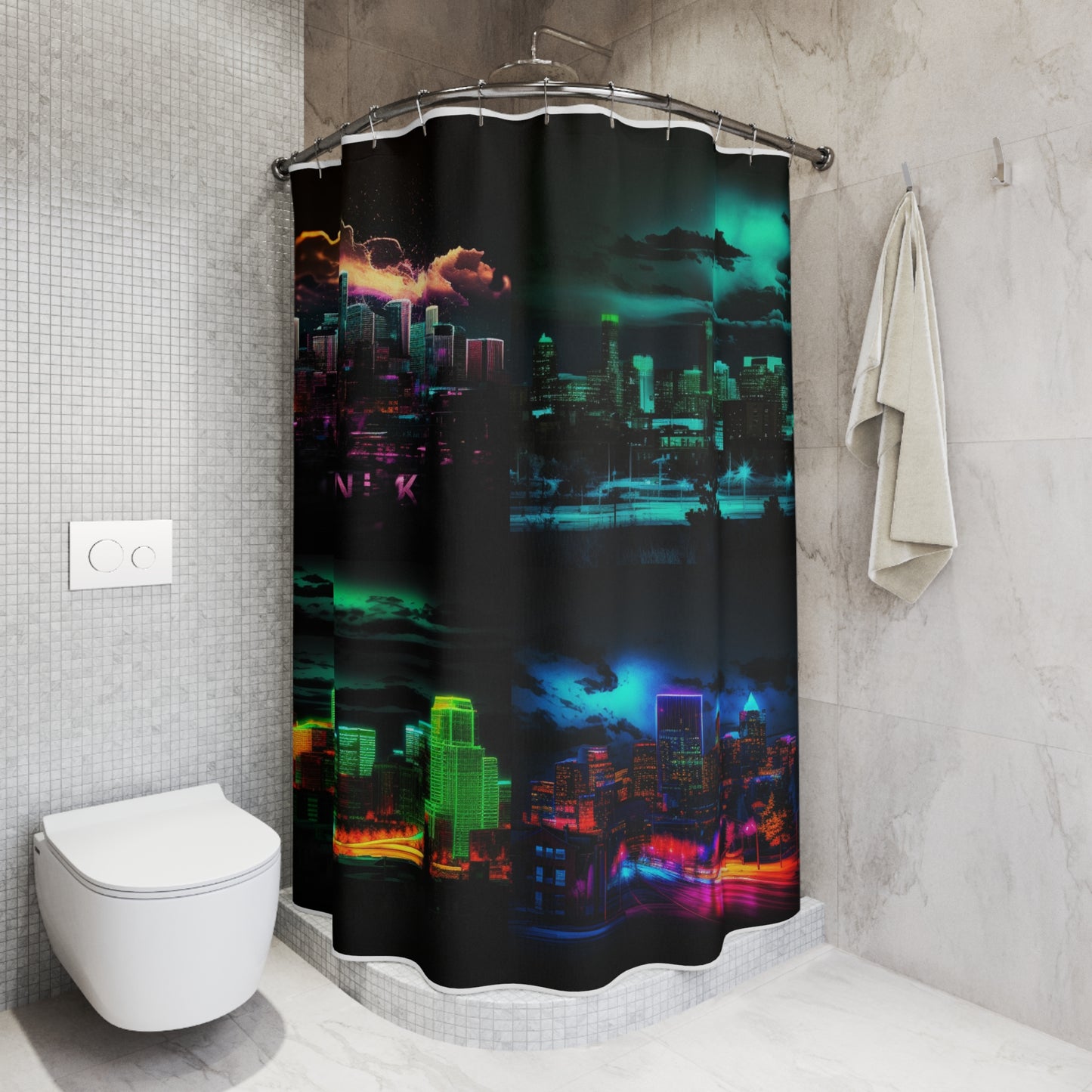 Polyester Shower Curtain Neon Denver