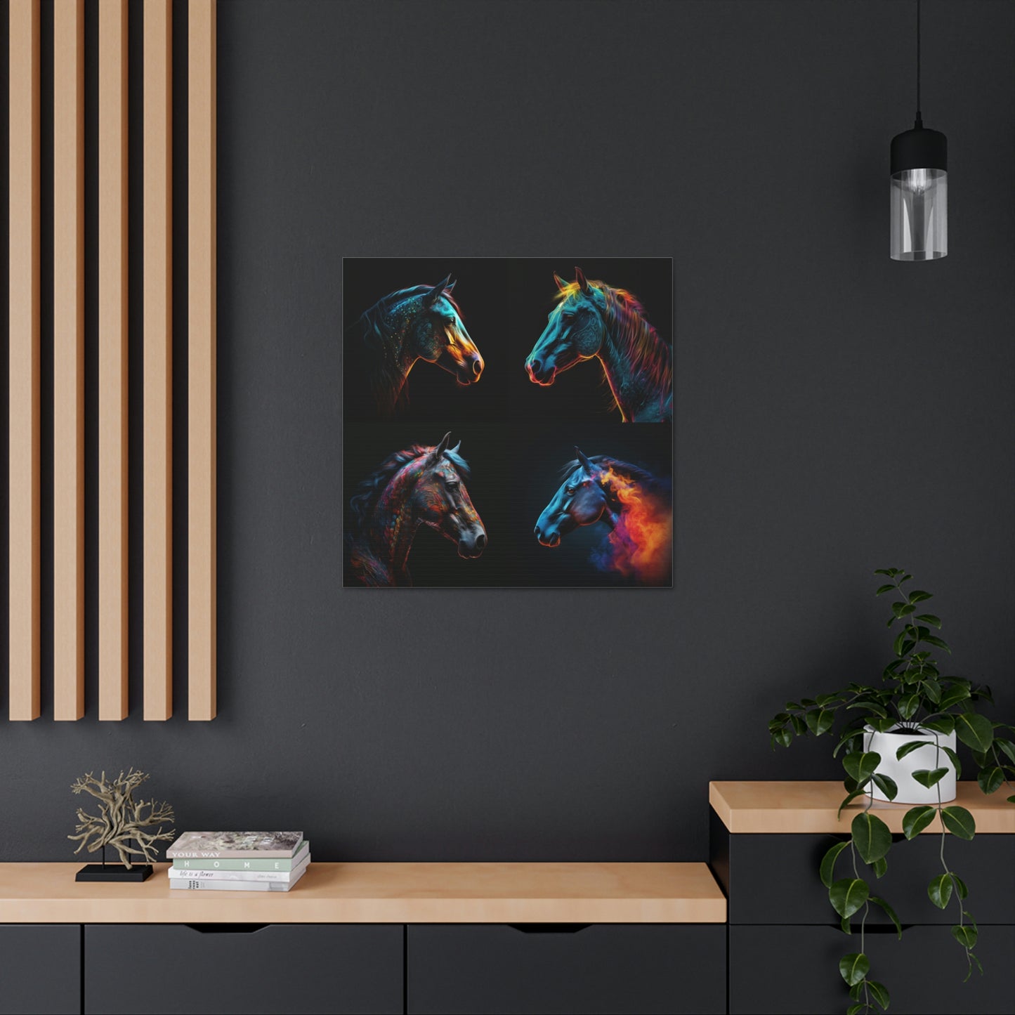 Canvas Gallery Wraps Neon Horses 4 Pack