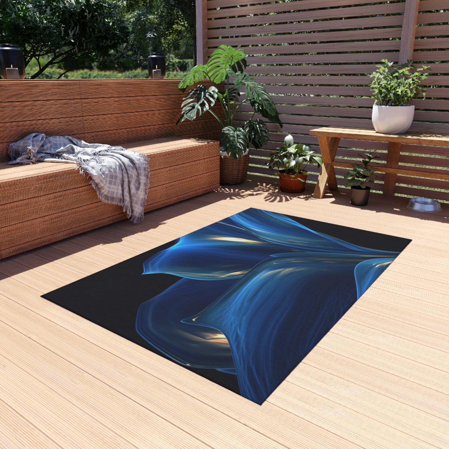 Outdoor Rug  Abstract Blue Tulip 1