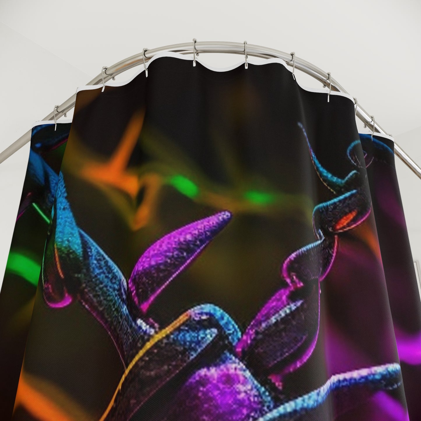 Polyester Shower Curtain Macro Neon Barb 4