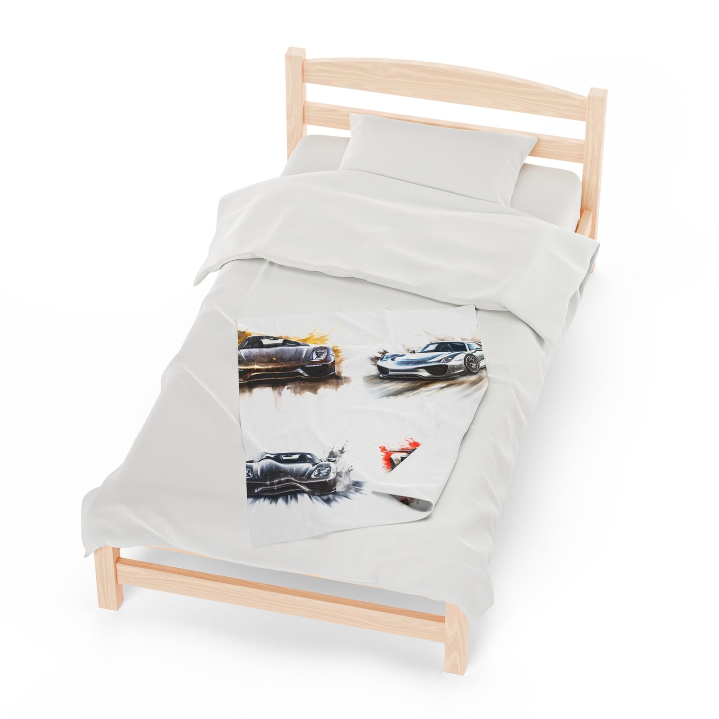 Velveteen Plush Blanket 918 Spyder white background driving fast with water splashing 5