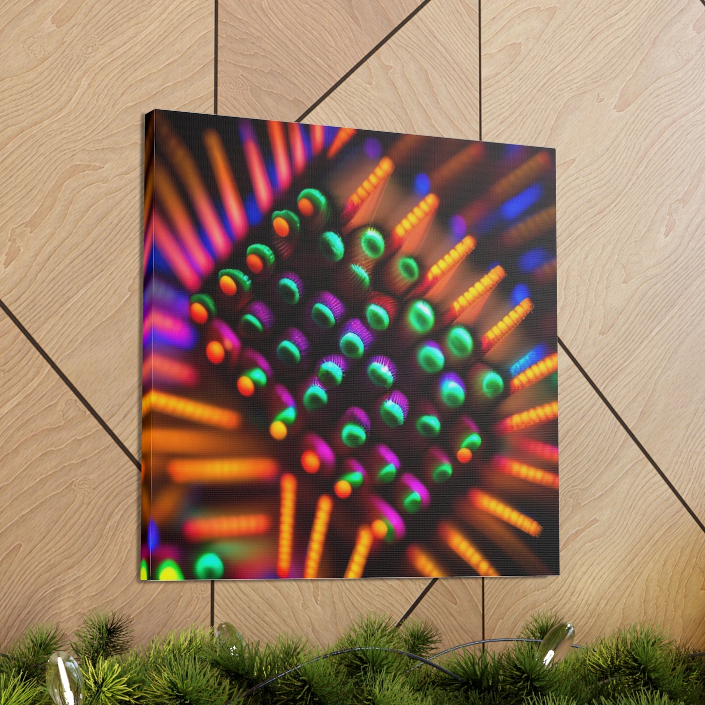 Canvas Gallery WrapsMacro Cactus neon square 3