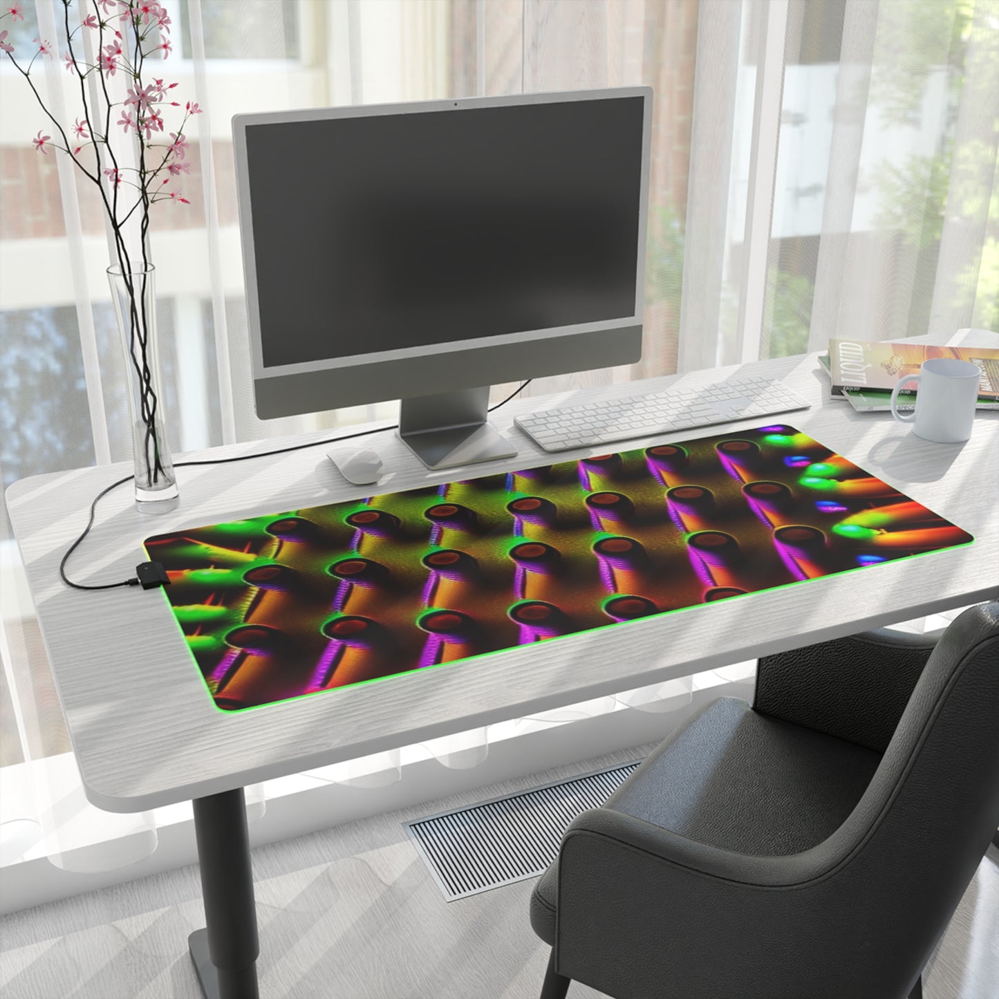 LED Gaming Mouse Pad Macro Cactus neon square 1