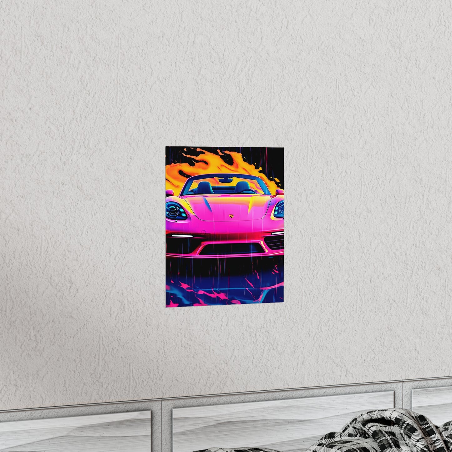 Premium Matte Vertical Posters Pink Porsche water fusion 1