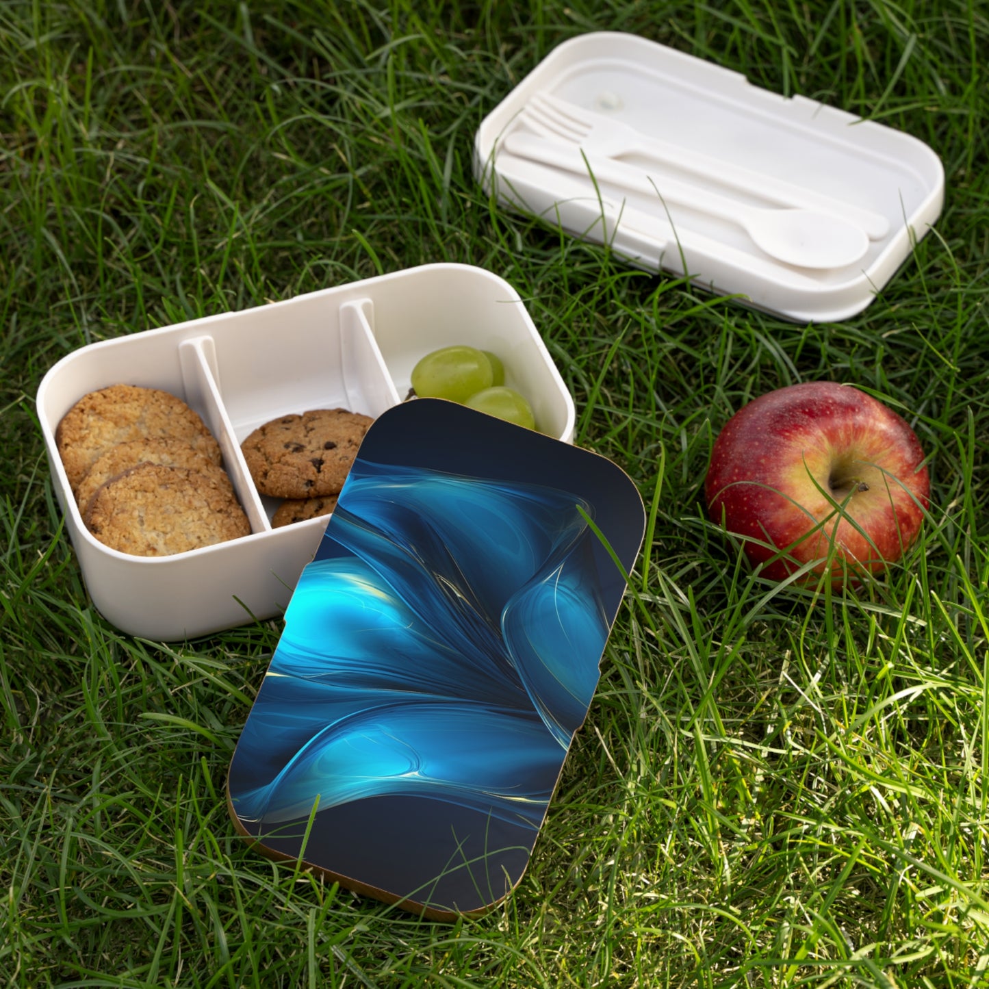 Bento Lunch Box Abstract Blue Tulip 2