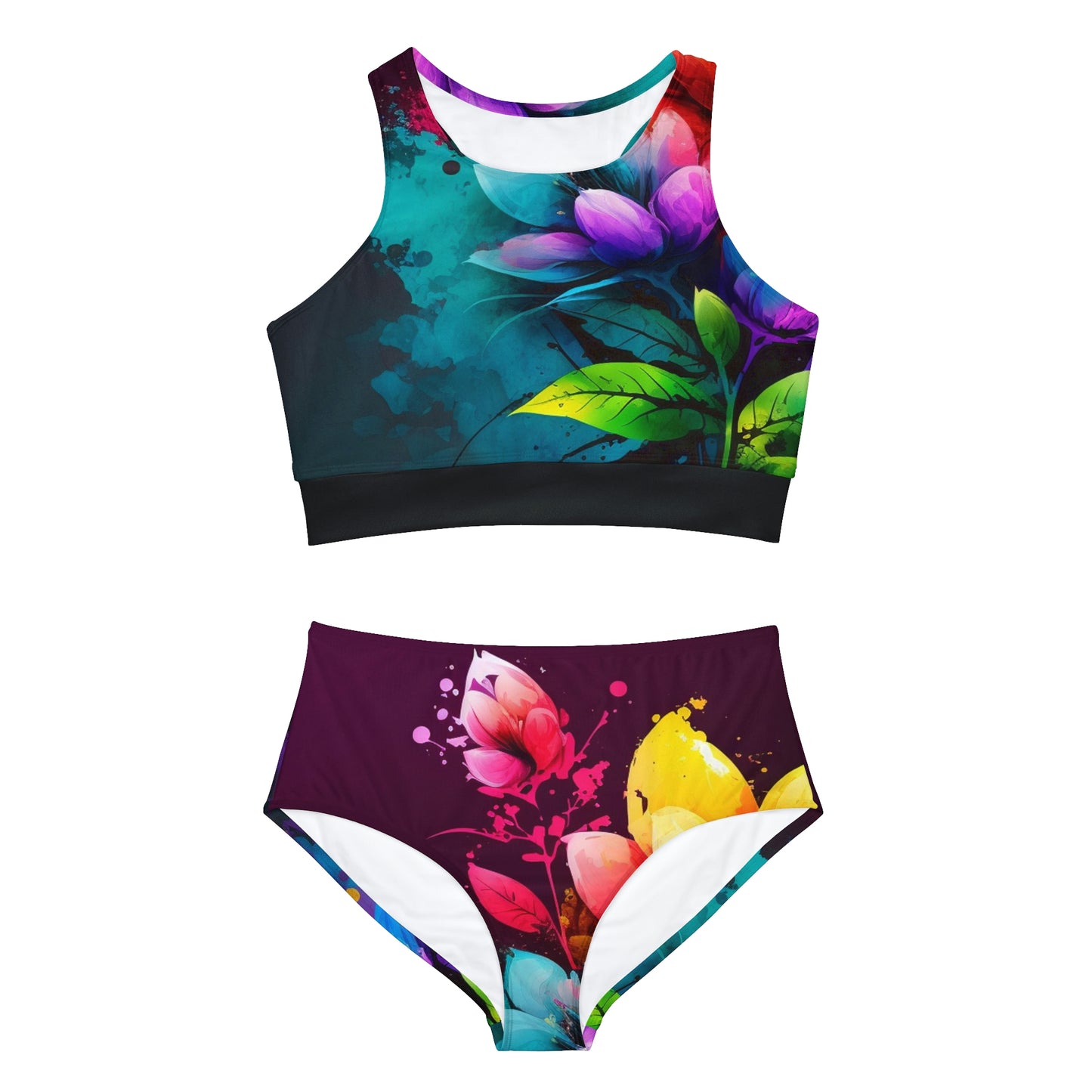 Sporty Bikini Set (AOP) Bright Spring Flowers 3