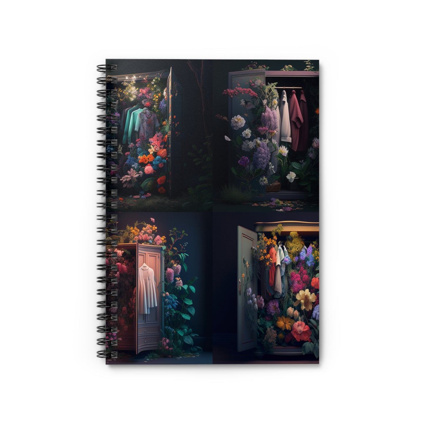 Spiral Notebook - Ruled Line A Wardrobe Surrounded by Flowers 5