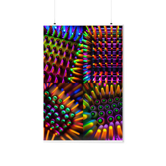 posters Macro Cactus neon square