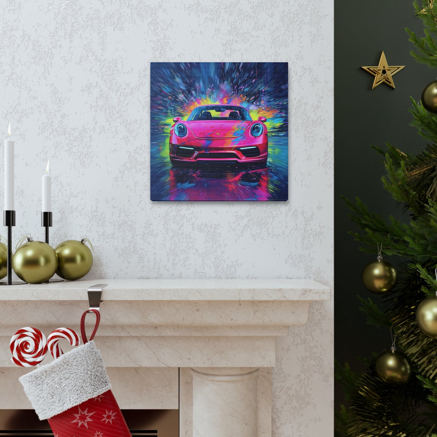 Canvas Gallery Wraps Pink Porsche water fusion 3