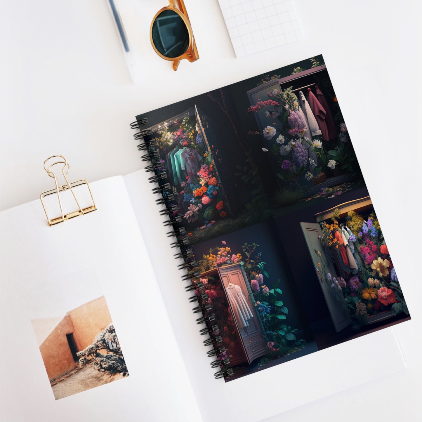 Spiral Notebook - Ruled Line A Wardrobe Surrounded by Flowers 5