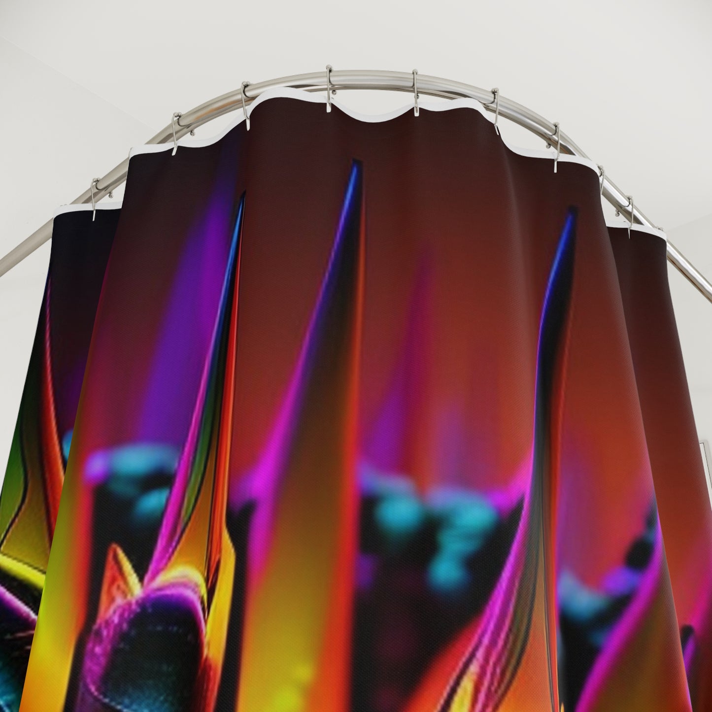 Polyester Shower Curtain  Macro Neon Spike 4