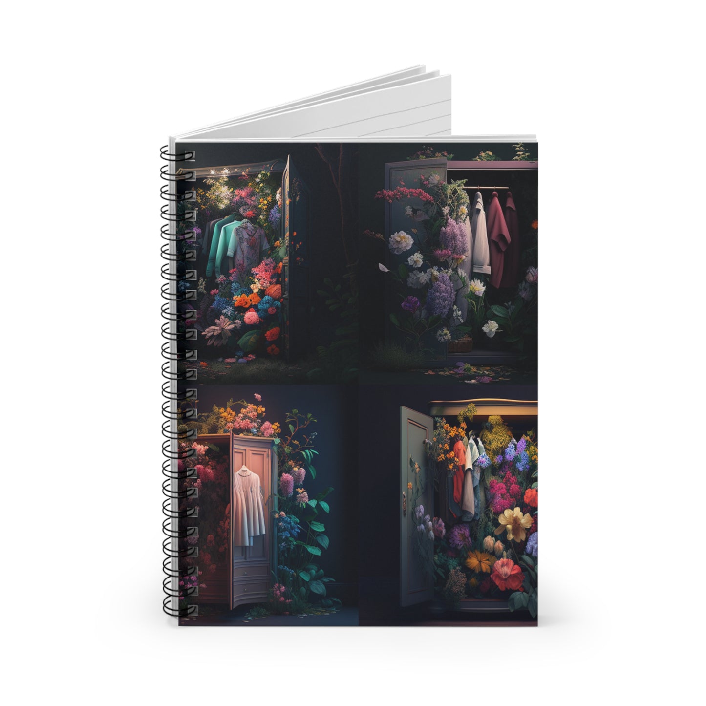 Spiral Notebook - Ruled Line A Wardrobe Surrounded by Flowers 5
