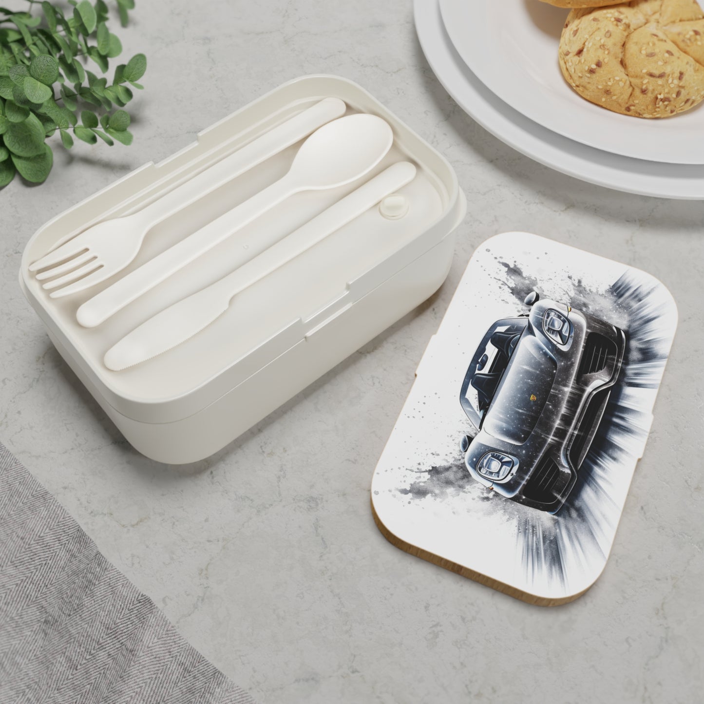 Bento Lunch Box 918 Spyder white background driving fast with water splashing 3