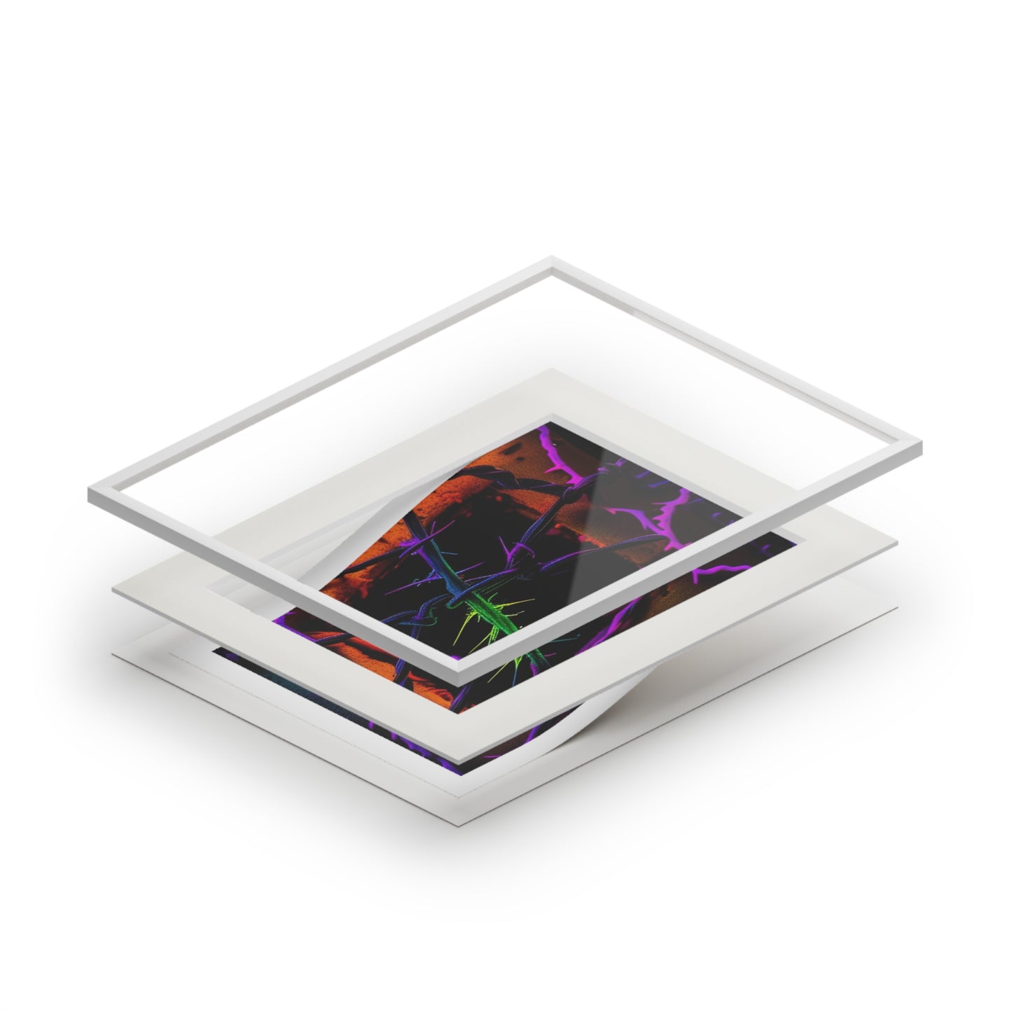 Fine Art Prints (Passepartout Paper Frame) Macro Neon Barbs 1