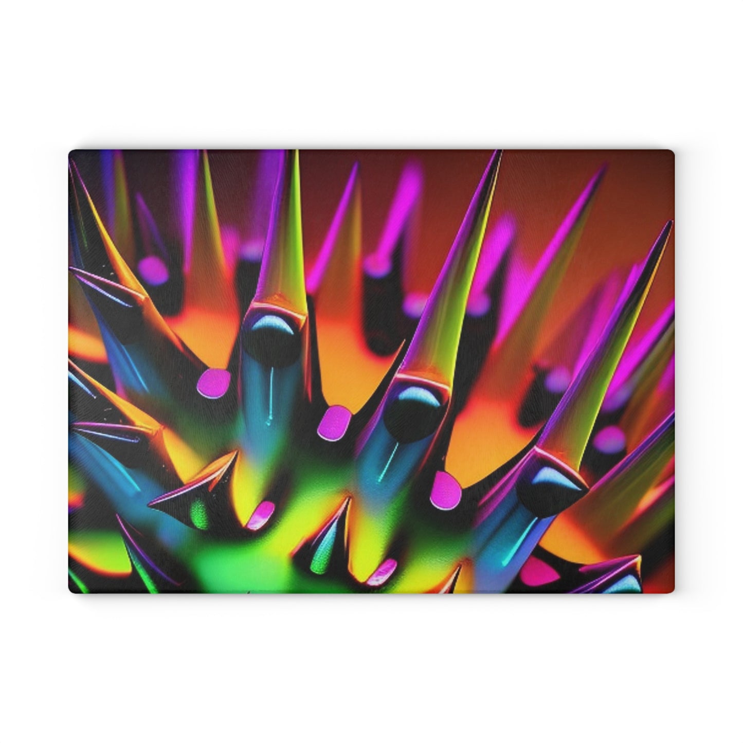 Glass Cutting Board Macro Neon Spike 1