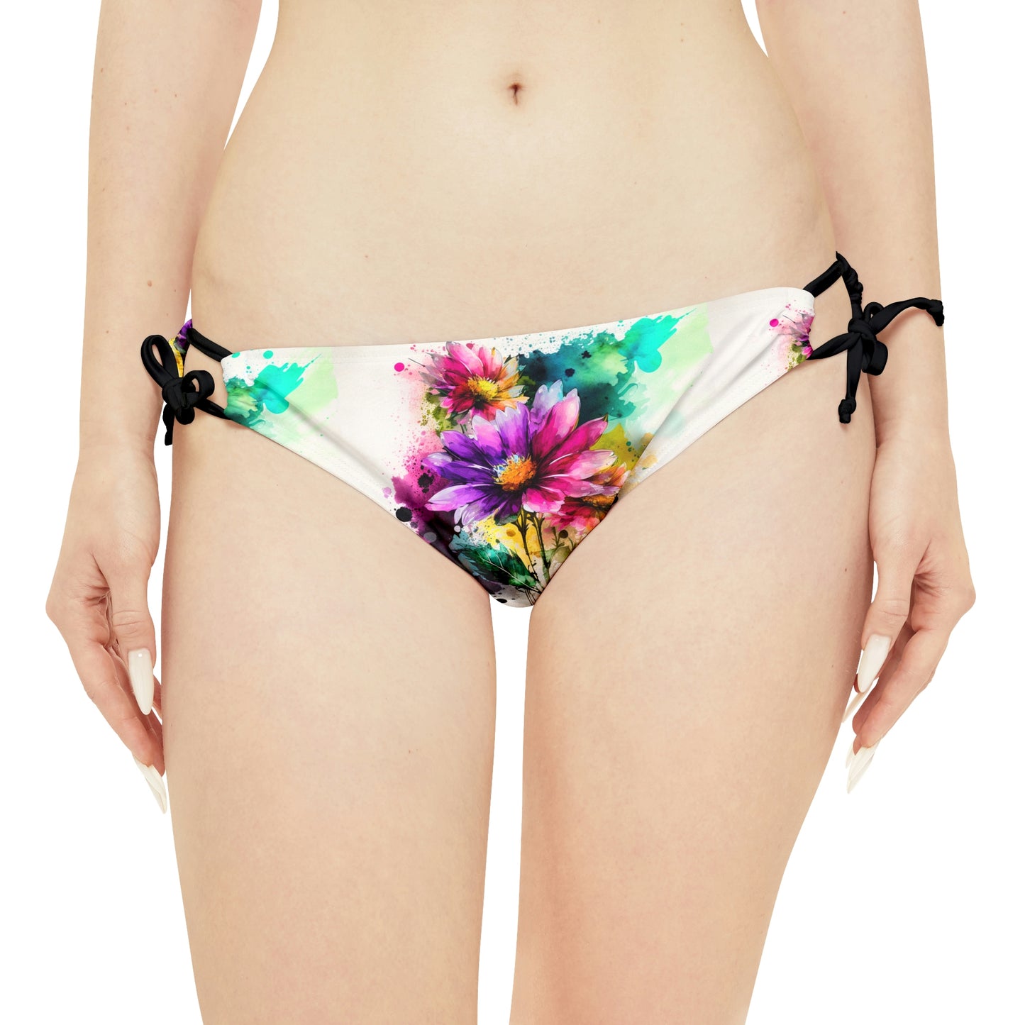 Strappy Bikini Set (AOP) Bright spring flowers 1