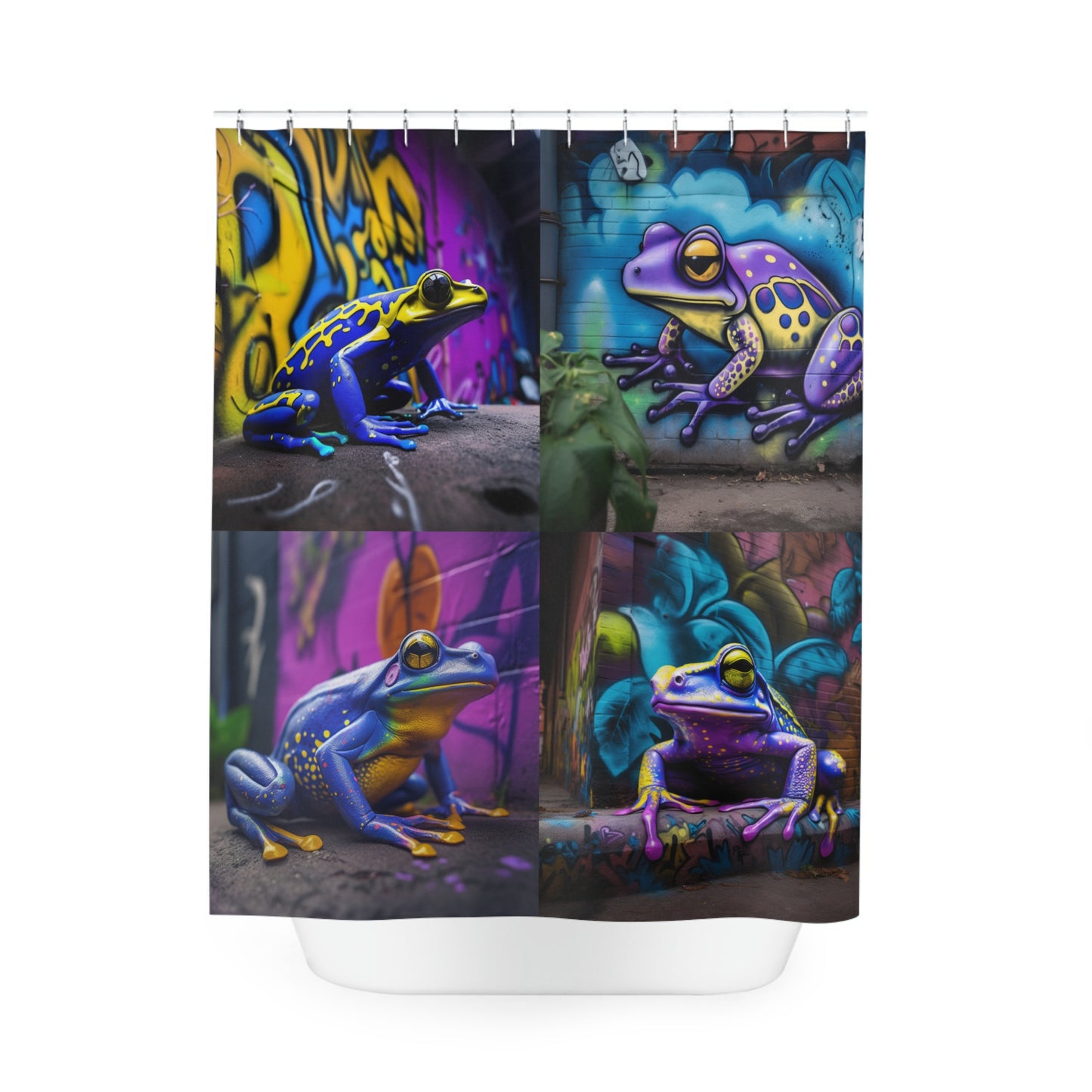 Polyester Shower Curtain dart frog street art 4 pack