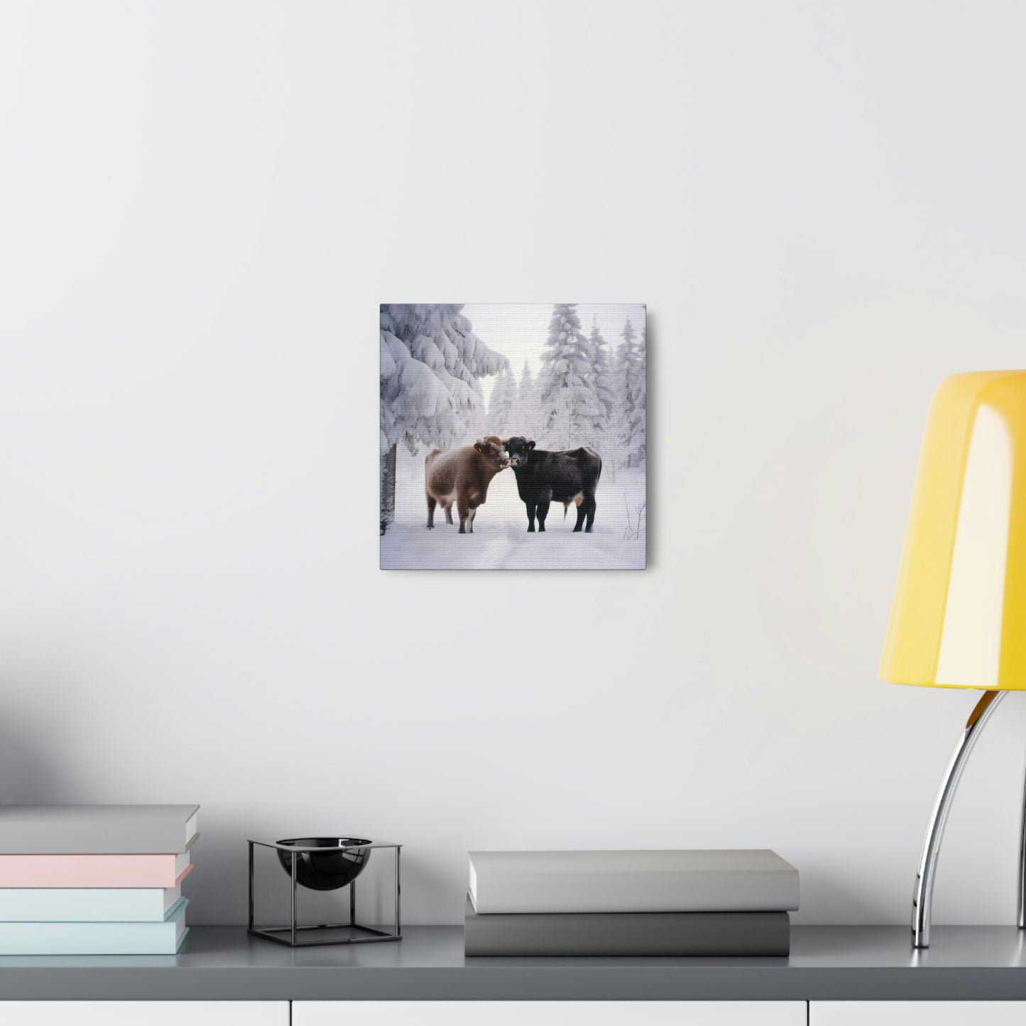 Canvas Gallery Wraps Long Haired Cow snow 3