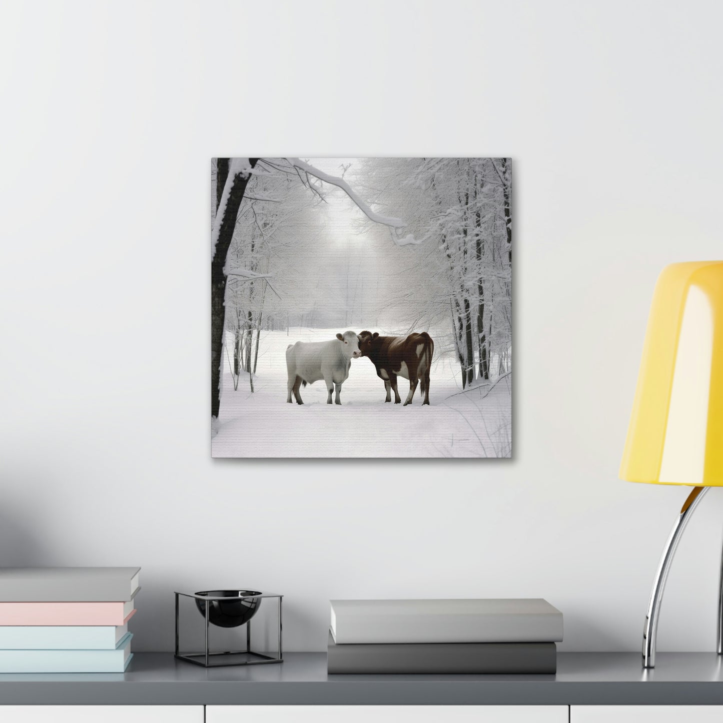 Canvas Gallery Wraps Long Haired Cow snow 4